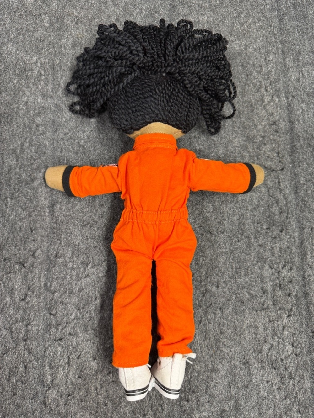 Harperiman Space Plush Doll in Bright Orange Pilot Jumpsuit with Black Hair - Picture 3 of 7